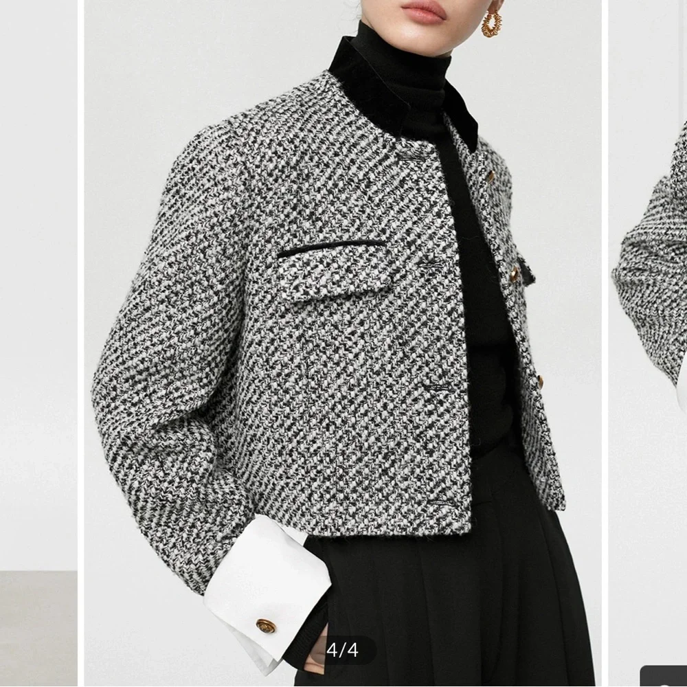 Tweed Boucle Crop Blazer - Picture 4 of 12